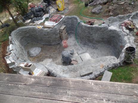 The pond in progress