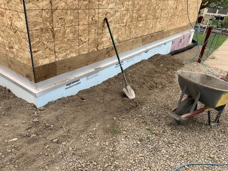 the new garage before the crevice garden.