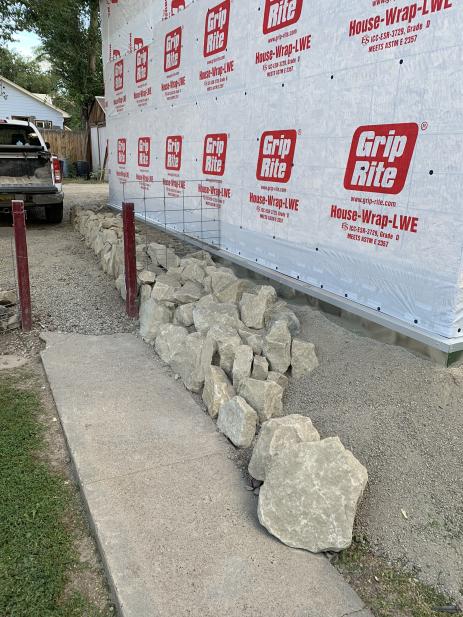 Placing the rocks for the crevice garden.